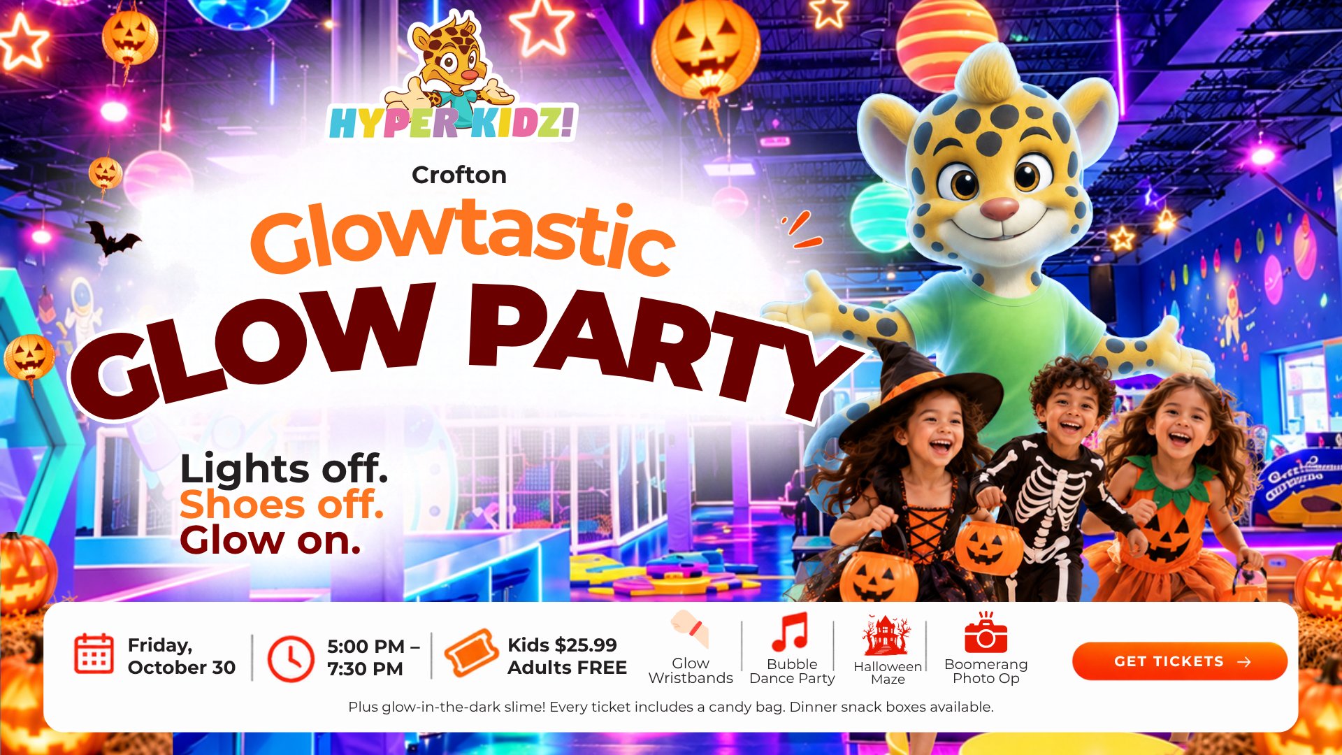 Glowtastic Glow Party at Hyper Kidz Crofton on Friday, October 30 – HyperWeen 2026