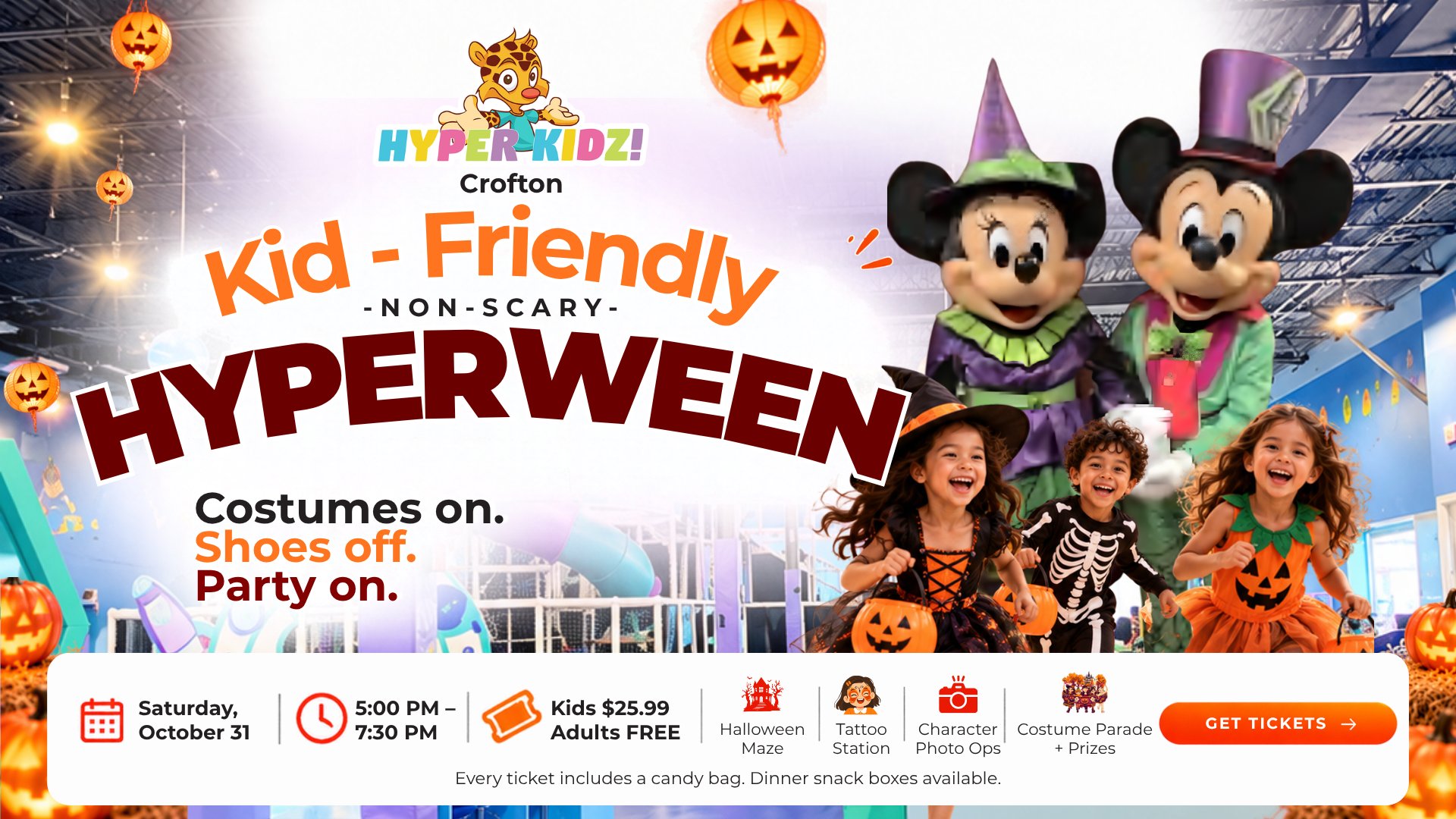 Kid-friendly, non-scary HyperWeen at Hyper Kidz Crofton on October 30 and 31